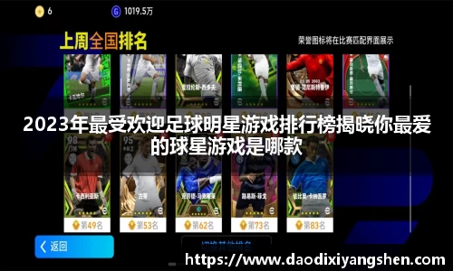 2023年最受欢迎足球明星游戏排行榜揭晓你最爱的球星游戏是哪款